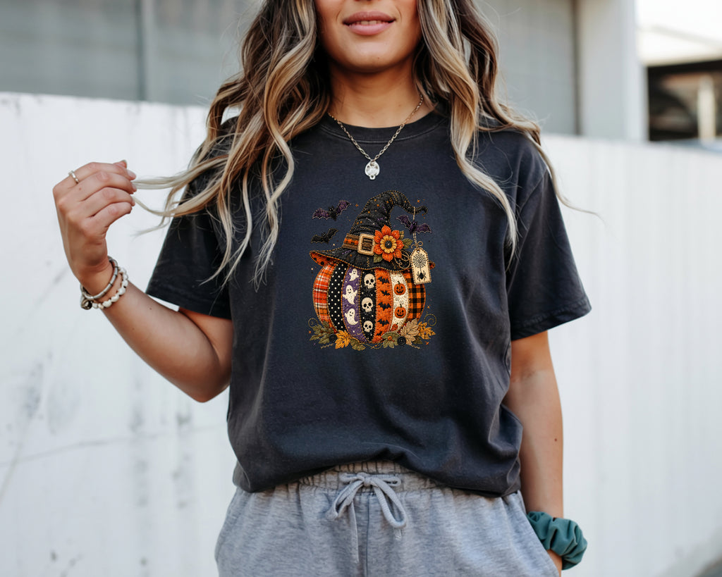 Patchwork Pumpkin T-Shirt – Cozy Fall Graphic Tee