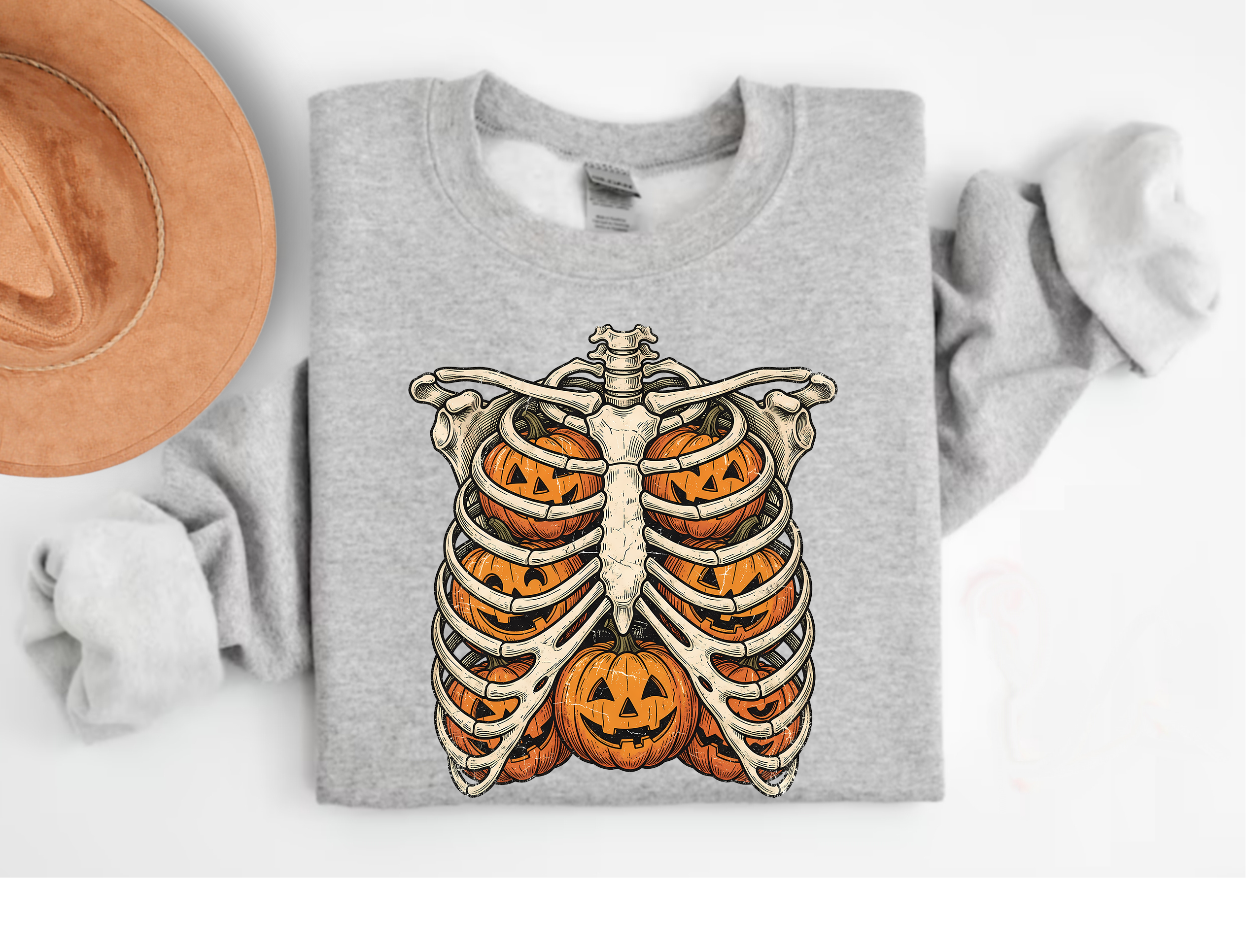 Skeleton Ribcage Pumpkin T-Shirt | Halloween Graphic Tee