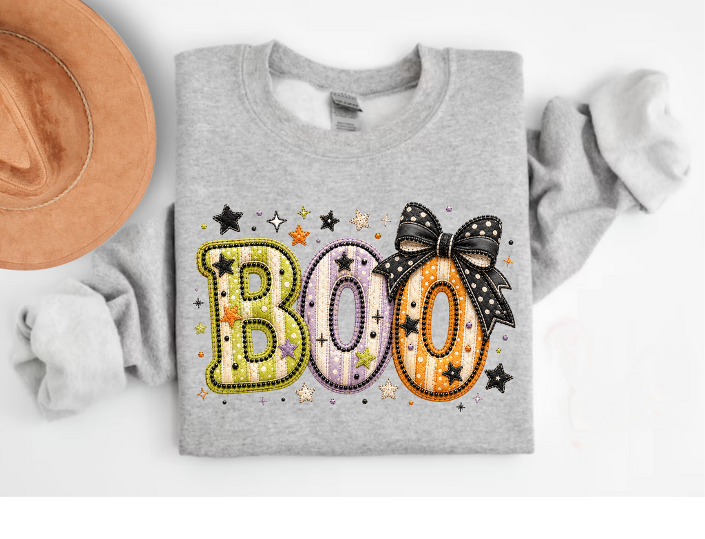 Boo T-Shirt – Cute Patchwork Design for Halloween Fans