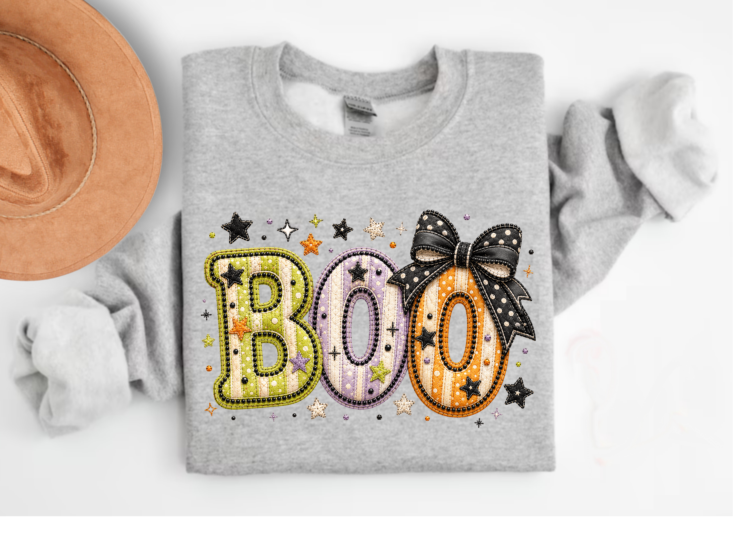Boo T-Shirt – Cute Patchwork Design for Halloween Fans