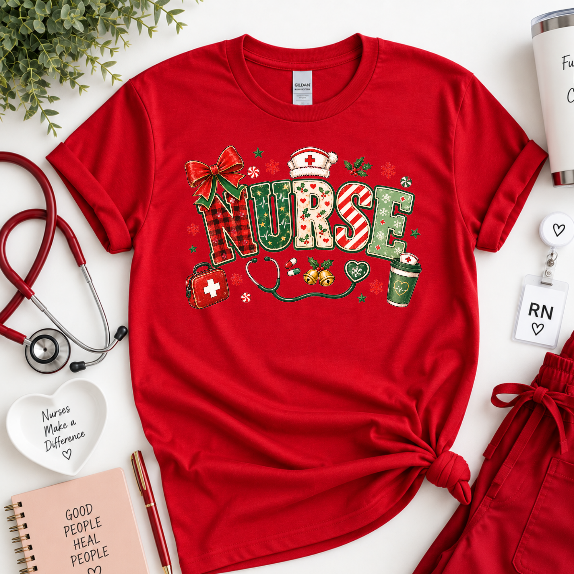 Christmas Nurse Sweatshirt, T-shirt with Medical Holiday Design