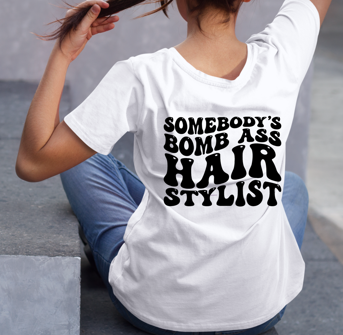 "Somebody's Bomb Ass Hair Stylist" Retro Graphic T-Shirt