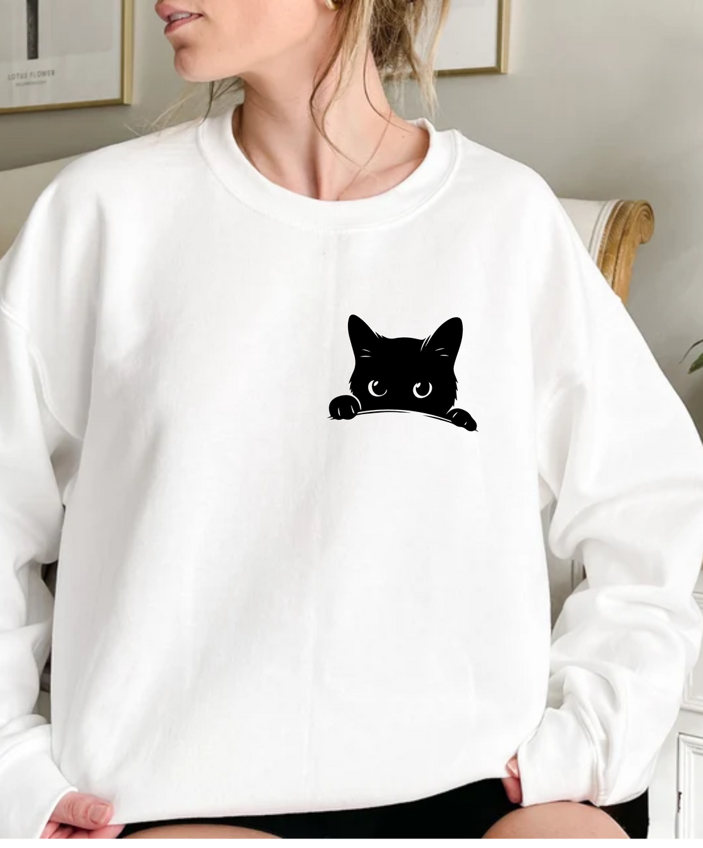 Cat Peeking T-Shirt & Sweatshirt | Cute Feline Design