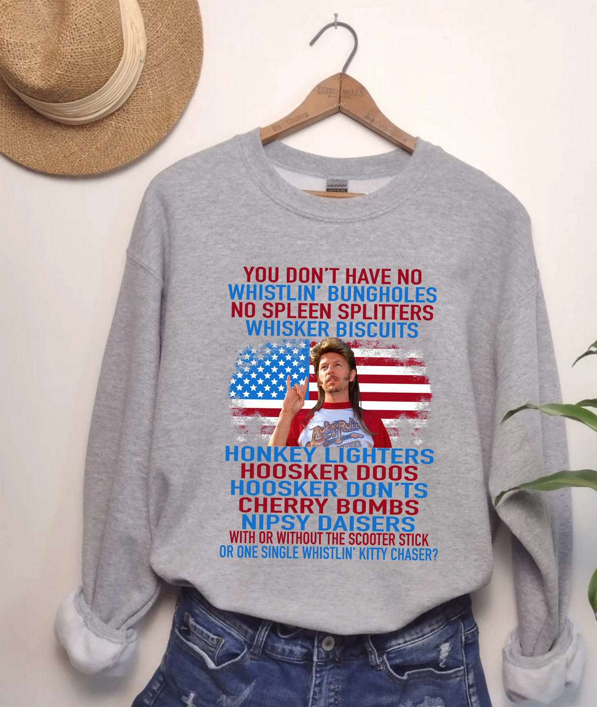 Joe Dirt Fireworks Quote Graphic T-Shirt - Whistlin' Bungholes Tee