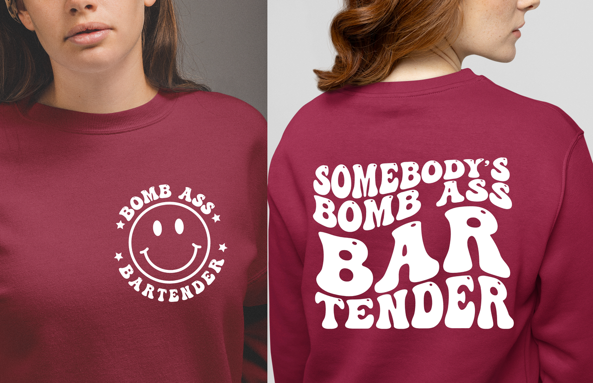 Somebody’s Bomb Ass Bartender T-Shirt - Retro Front & Back Print Tee