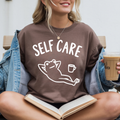 Comfort Colors Self Care Relaxing Frog Coffee Graphic Shirt