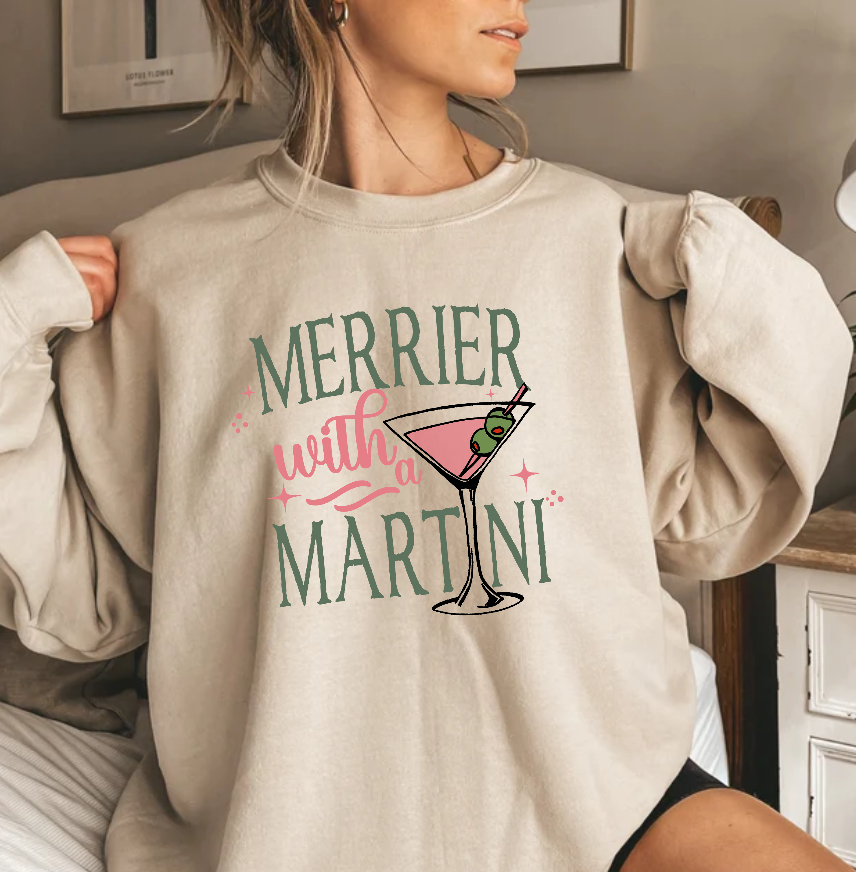 Merrier with a Martini T-Shirt – Retro Christmas Tee