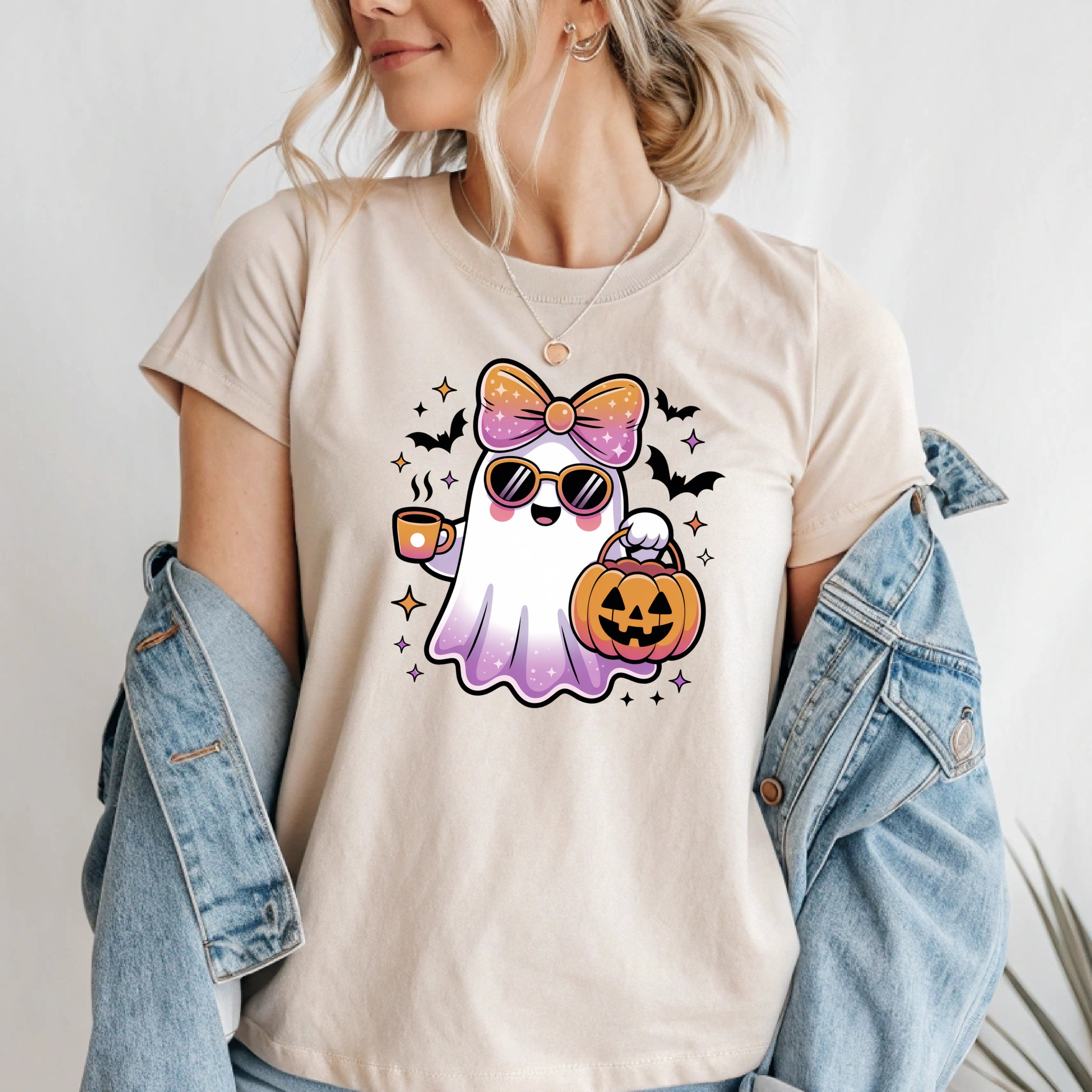 Cute Ghost Bow T-Shirt & Sweatshirt | Kawaii Halloween