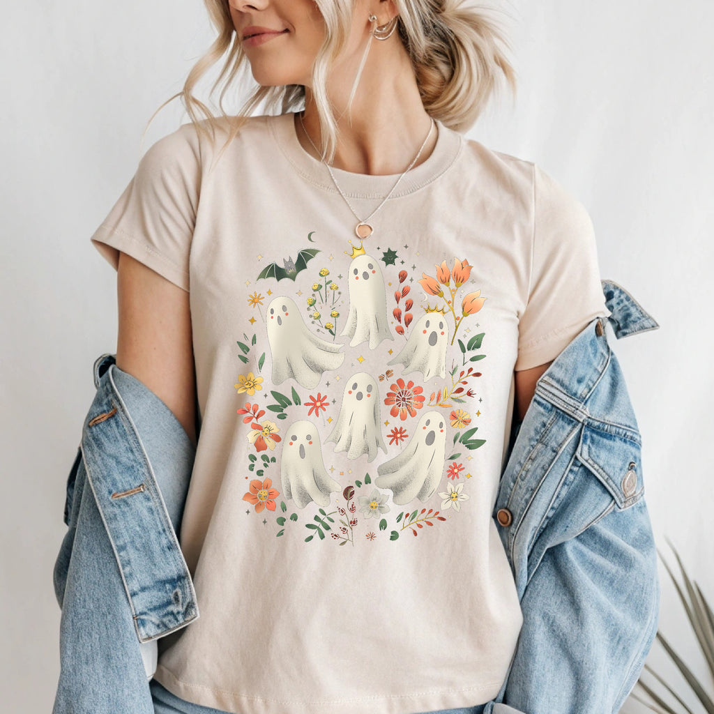 Floral Cute Halloween Ghost T-Shirt & Sweatshirt