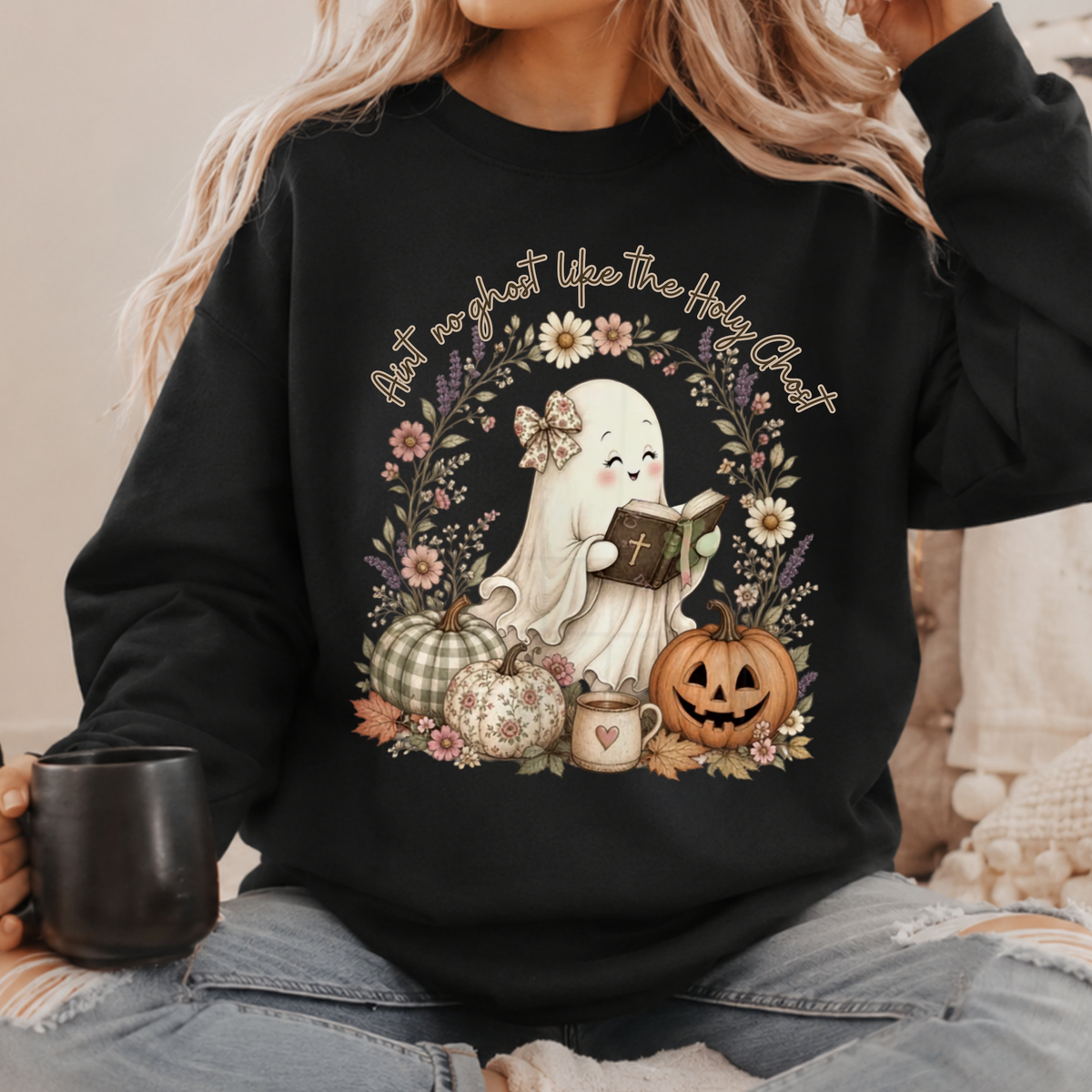 Ain't No Ghost Like The Holy Ghost Floral Christian Tee