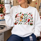 Cute Christmas Nurse Crewneck Sweatshirt, T-shirt with Medical Characters