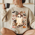 Coquette Halloween Ghost Shirt – Cute Bow & Leopard Fall Graphic Tee