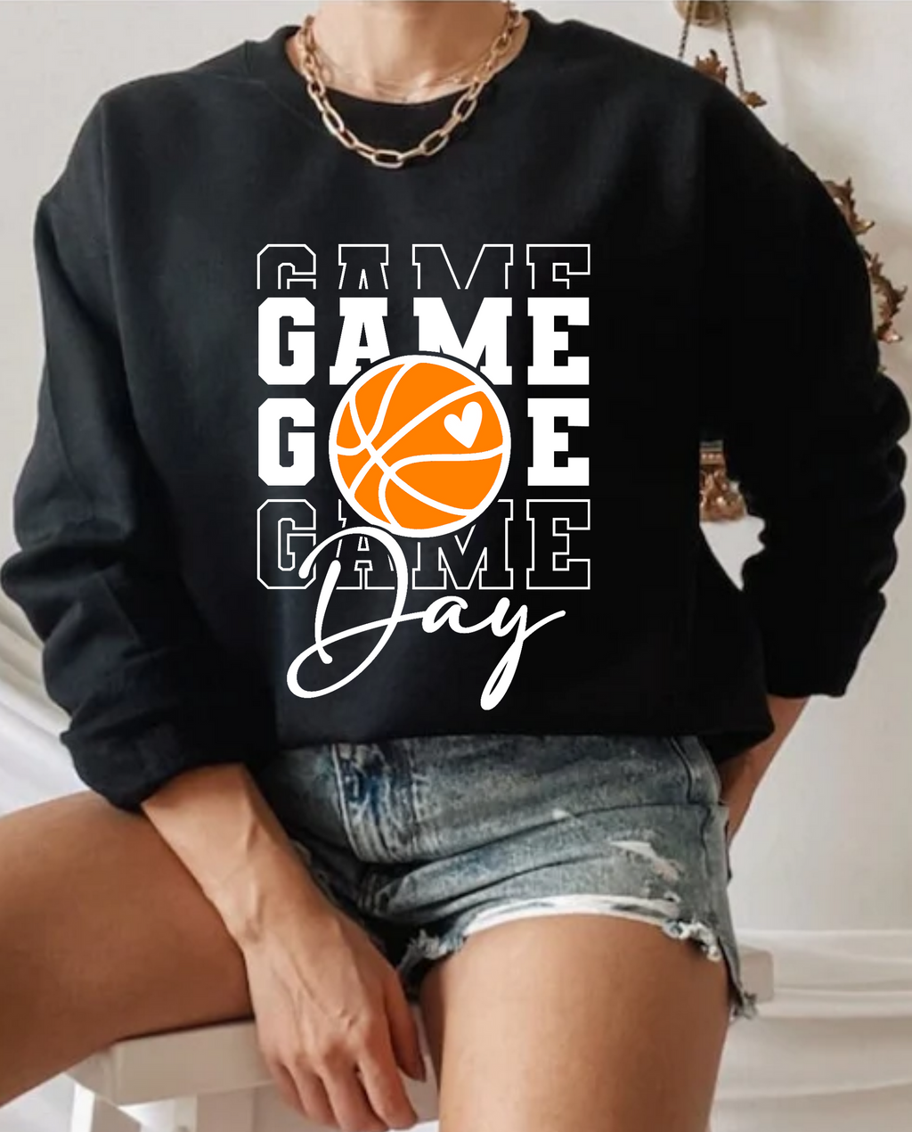 "Game Day" Basketball T-Shirt - Cute Stacked Text Sports Graphic Tee