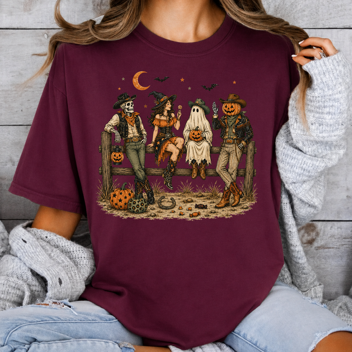 Western Halloween Scarecrow Shirt – Spooky Cowboy Fall Graphic Tee