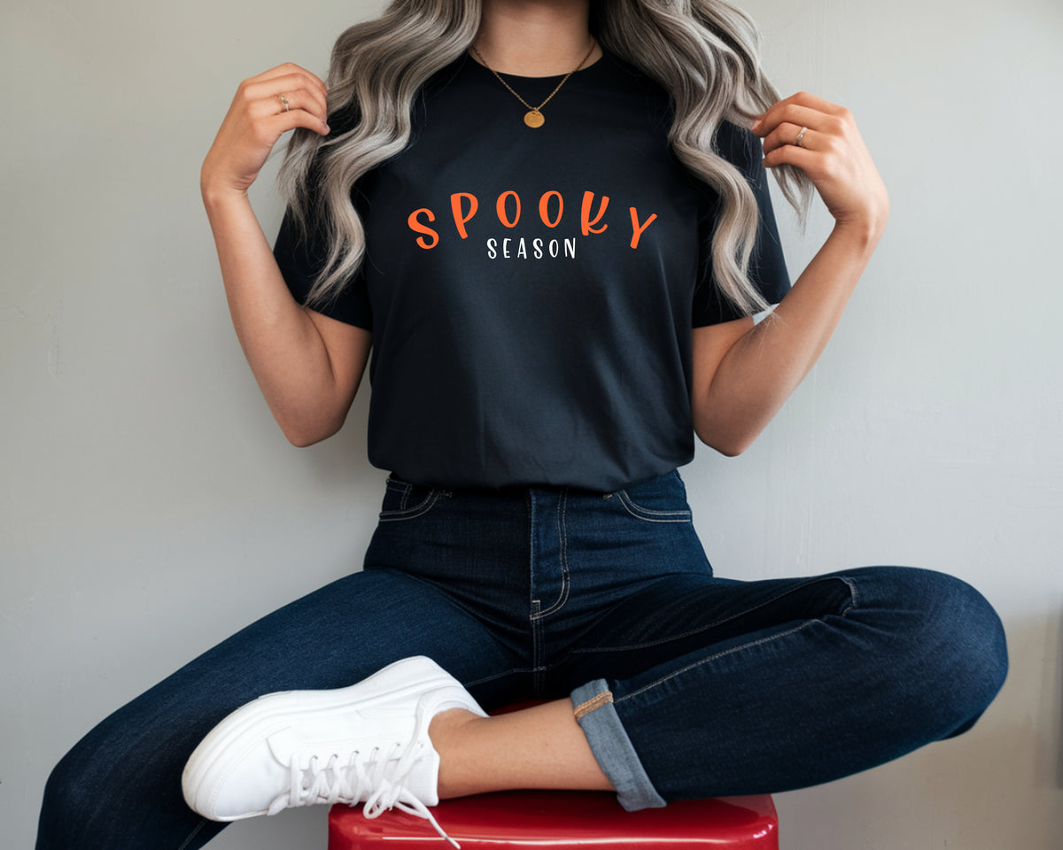Spooky Season T-Shirt with Halloween Pumpkin Face