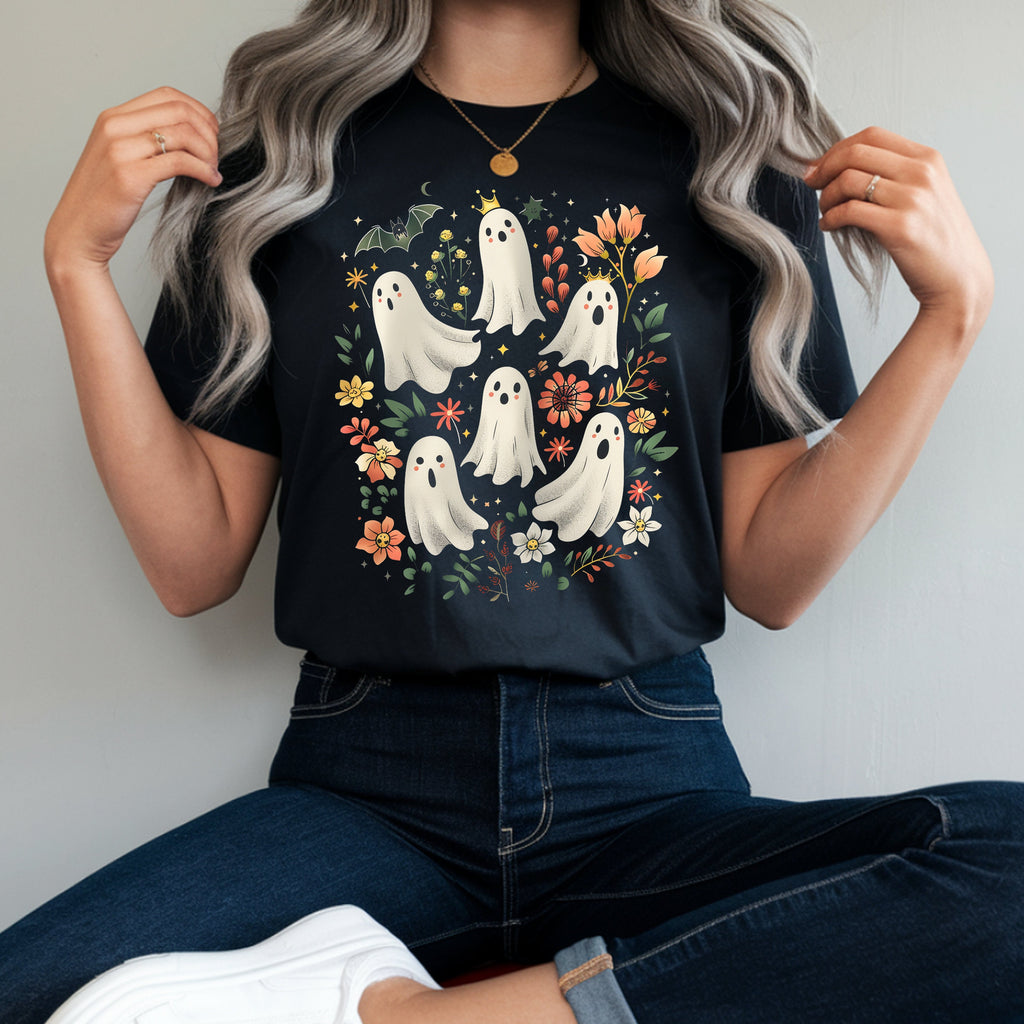 Floral Cute Halloween Ghost T-Shirt & Sweatshirt