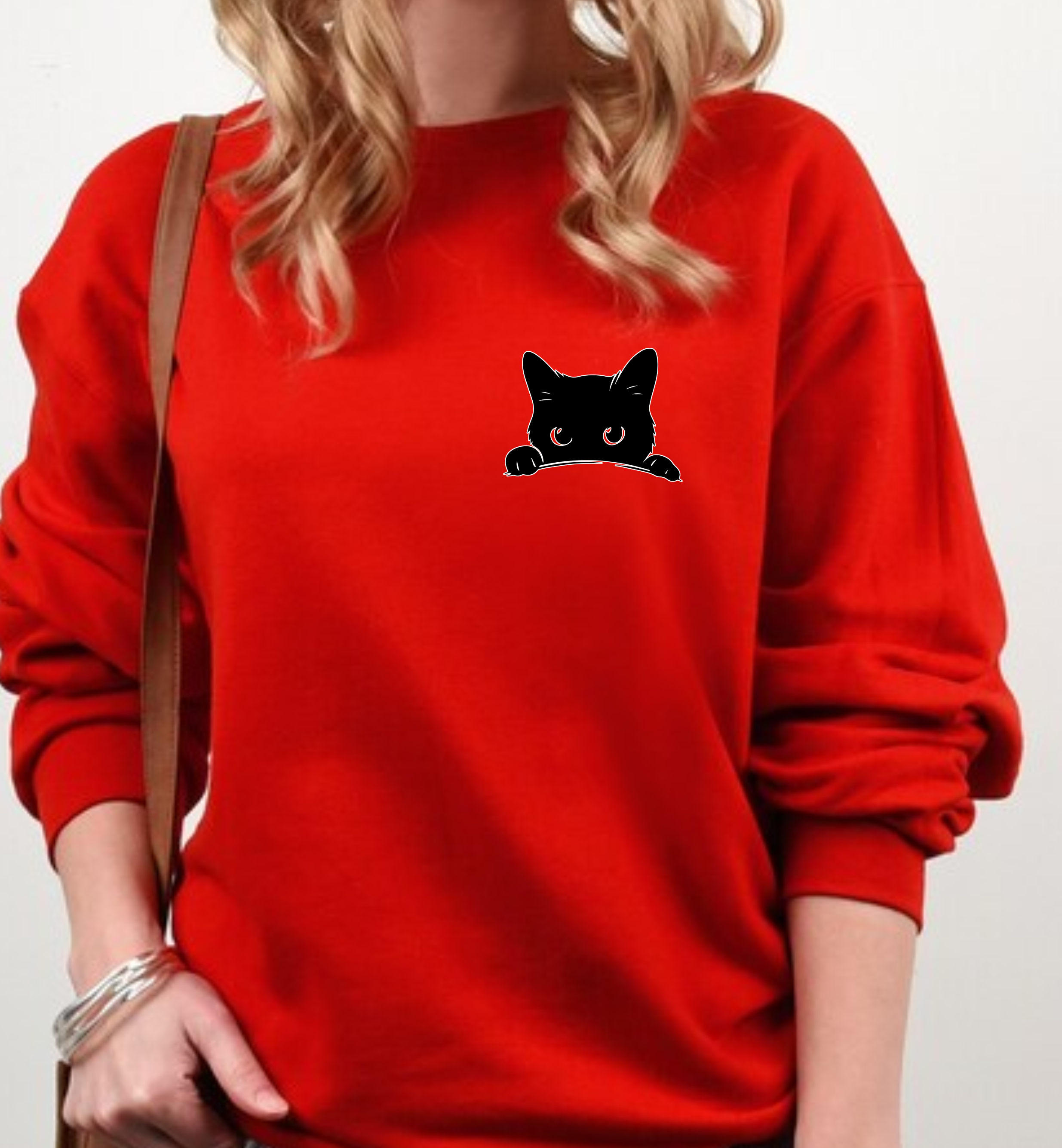 Cat Peeking T-Shirt & Sweatshirt | Cute Feline Design