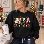 Cute Christmas Nurse Crewneck Sweatshirt, T-shirt with Medical Characters