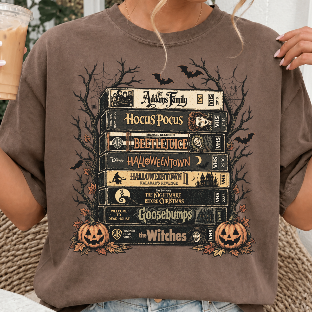 Comfort Colors Vintage Halloween VHS Stack Graphic Tee Shirt