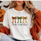 Thanksgiving Shirt-Thankful Grateful Blessed - Coquette Bow Design