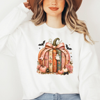 Pumpkin Floral Book Stack Halloween Shirt With Ghost Decoration