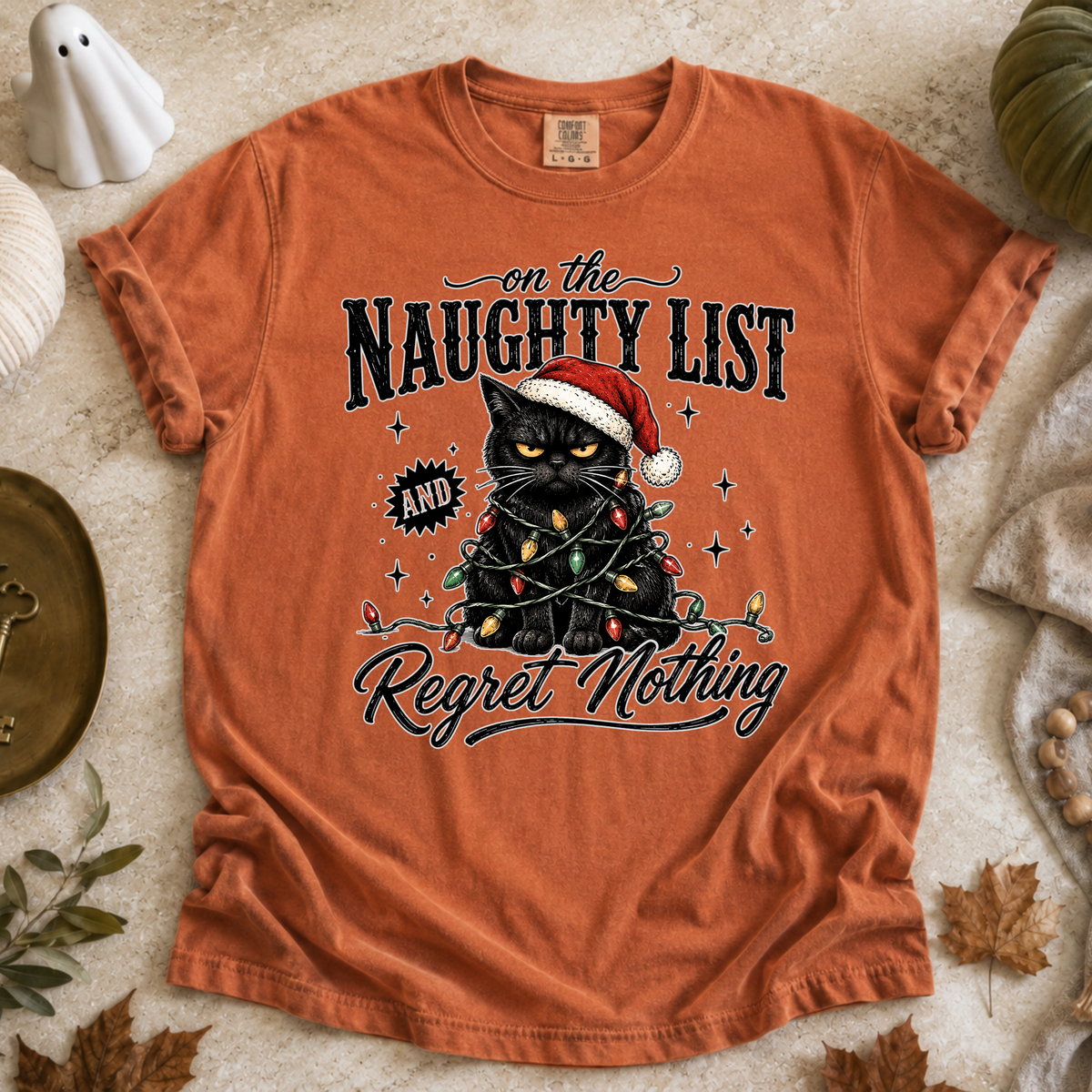 Comfort Colors Funny Naughty List Black Cat Christmas Shirt
