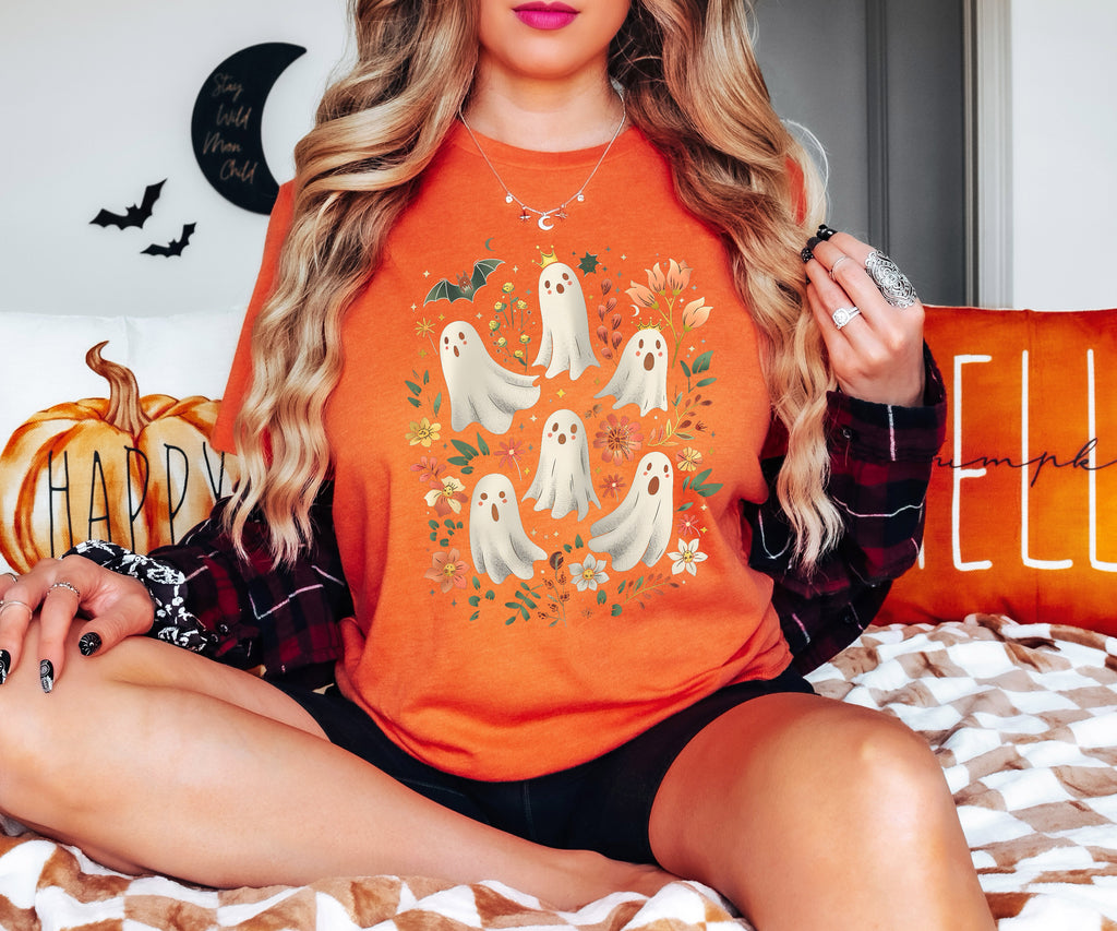 Floral Cute Halloween Ghost T-Shirt & Sweatshirt