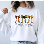 Thanksgiving Shirt-Thankful Grateful Blessed - Coquette Bow Design