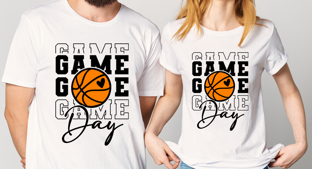 "Game Day" Basketball T-Shirt - Cute Stacked Text Sports Graphic Tee