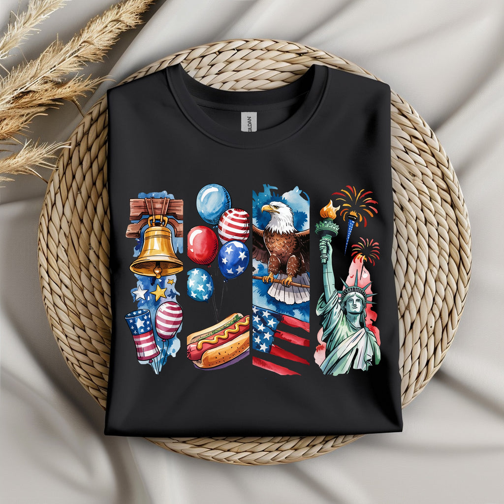 4th of July Watercolor Patriotic T-Shirt & Sweatshirt