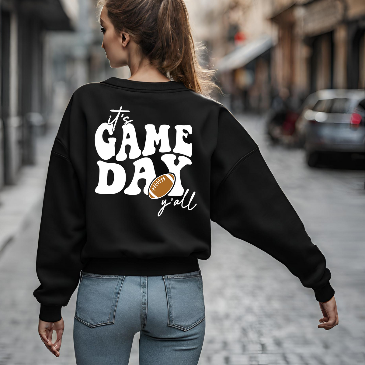 "It's Game Day Y'all" Football T-Shirt - Retro Groovy Sports Graphic Tee