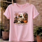 Ghost Reading Book Sweatshirt | Books Coffee Spooky Vibes Shirt | Cozy Ghost Reader Tee
