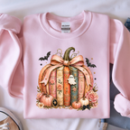 Pumpkin Floral Book Stack Halloween Shirt With Ghost Decoration