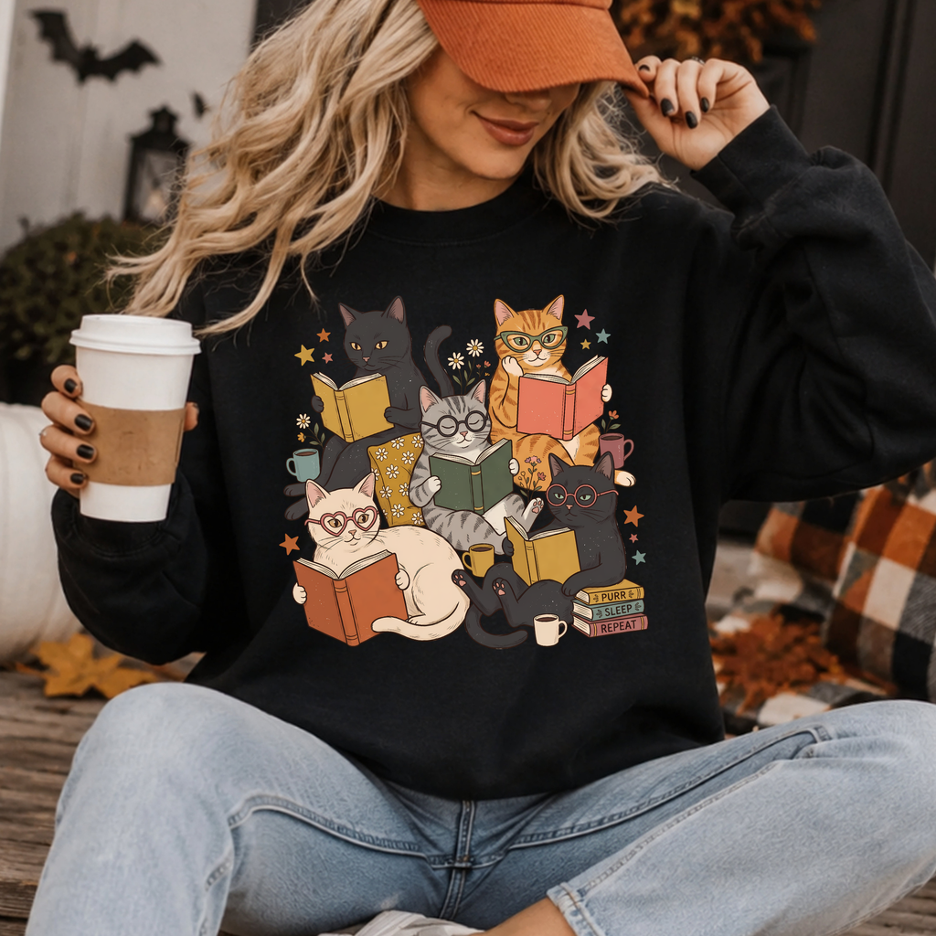 Cats Reading Books Shirt – Vintage Literary Cat Tee - Book Lover Gift
