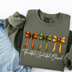 Thanksgiving Shirt-Thankful Grateful Blessed - Coquette Bow Design