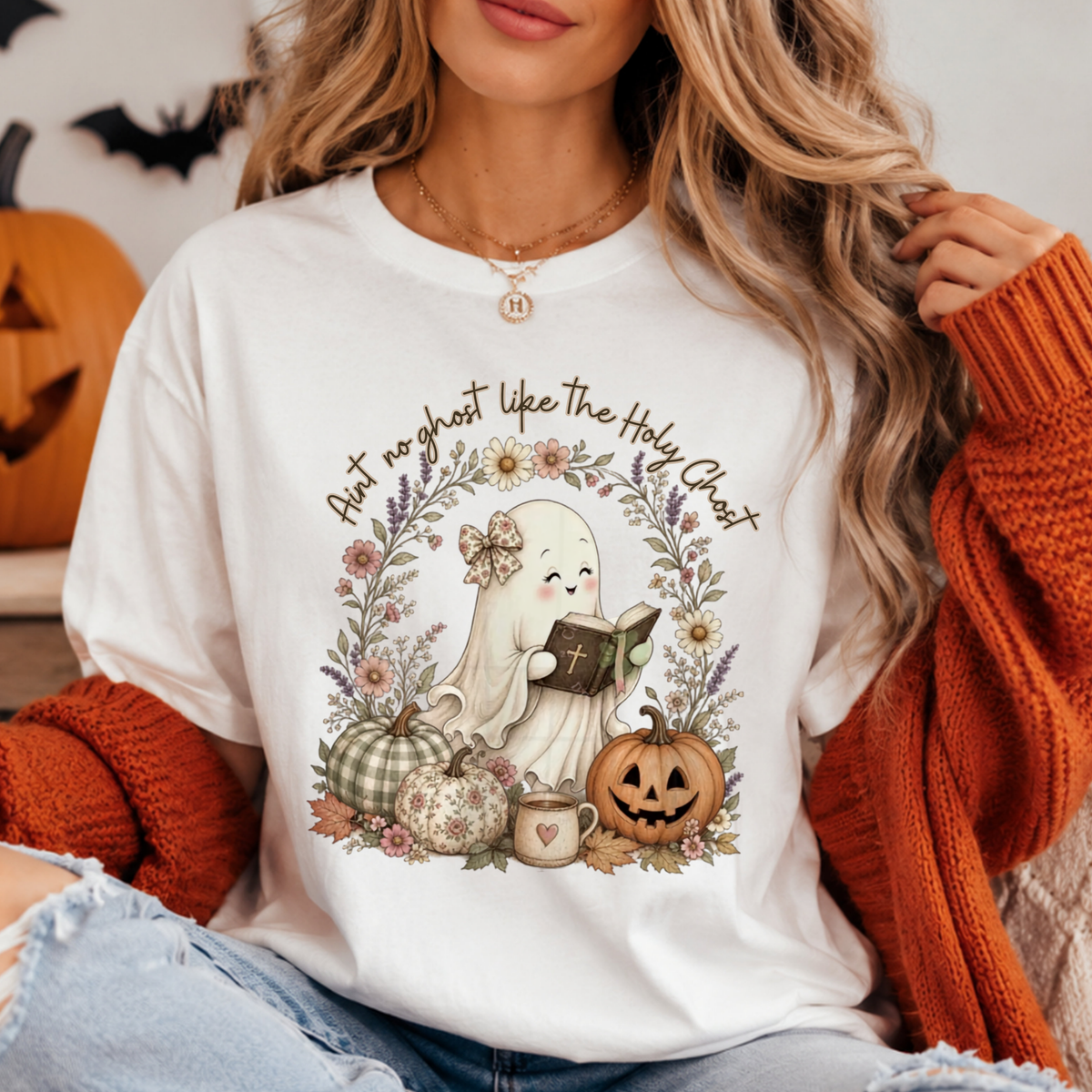 Ain't No Ghost Like The Holy Ghost Floral Christian Tee