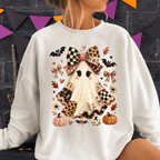 Coquette Halloween Ghost Shirt – Cute Bow & Leopard Fall Graphic Tee