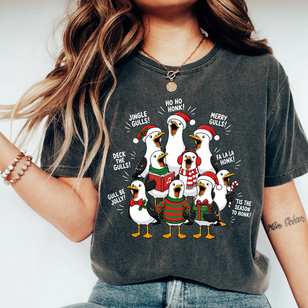 Comfort Colors Funny Christmas Goose T-Shirt, Ho Ho Honk Holiday Top