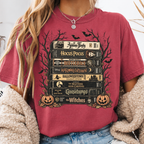Comfort Colors Vintage Halloween VHS Stack Graphic Tee Shirt