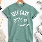 Comfort Colors Self Care Relaxing Frog Coffee Graphic Shirt
