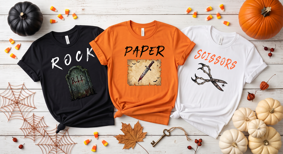 Rock Paper Scissors Halloween T-Shirt & Sweatshirt