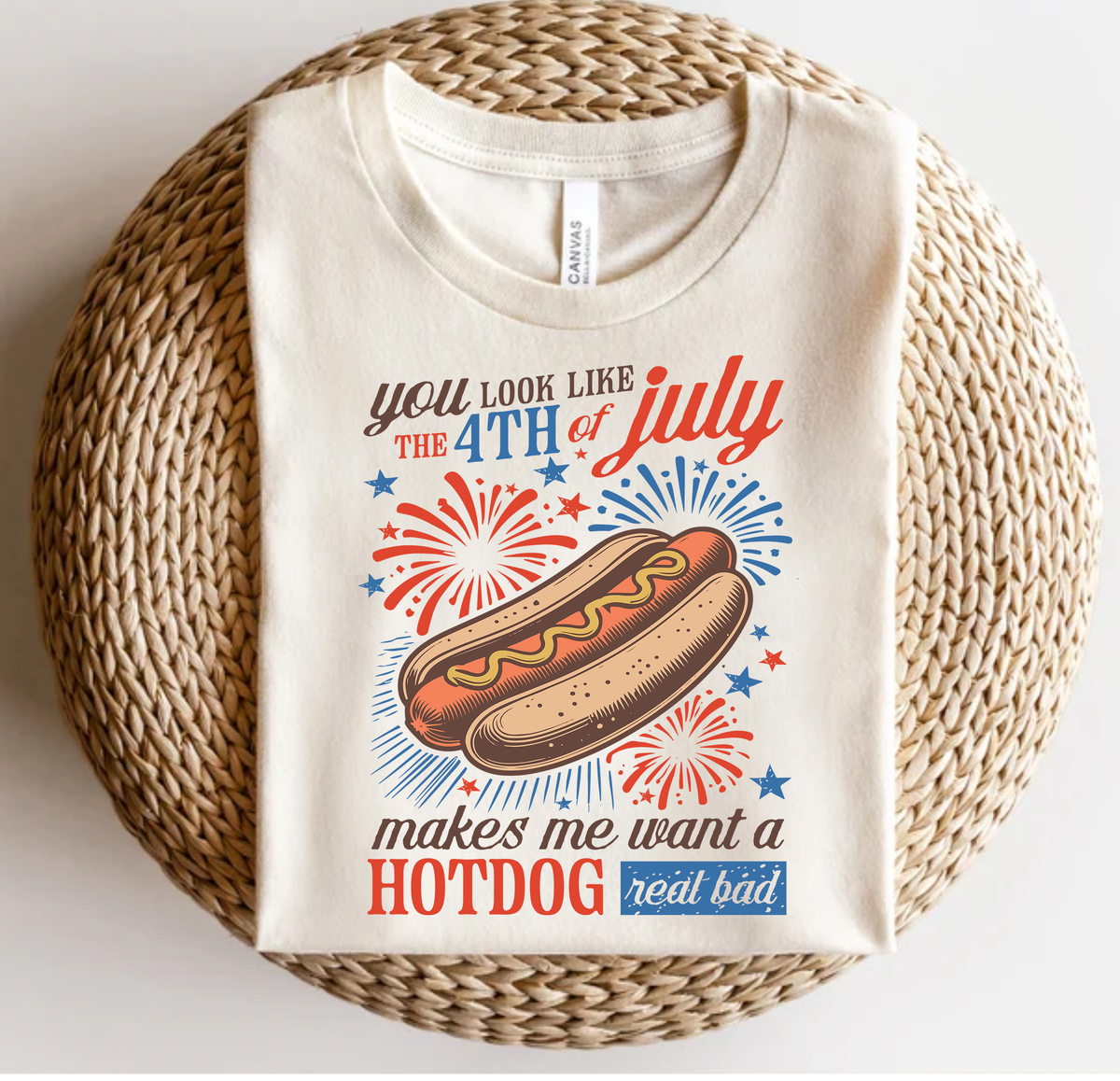 4th of July Hot Dog T-Shirt – Funny Patriotic Tee