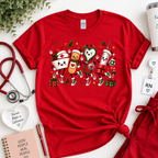 Cute Christmas Nurse Crewneck Sweatshirt, T-shirt with Medical Characters