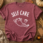 Comfort Colors Self Care Relaxing Frog Coffee Graphic Shirt