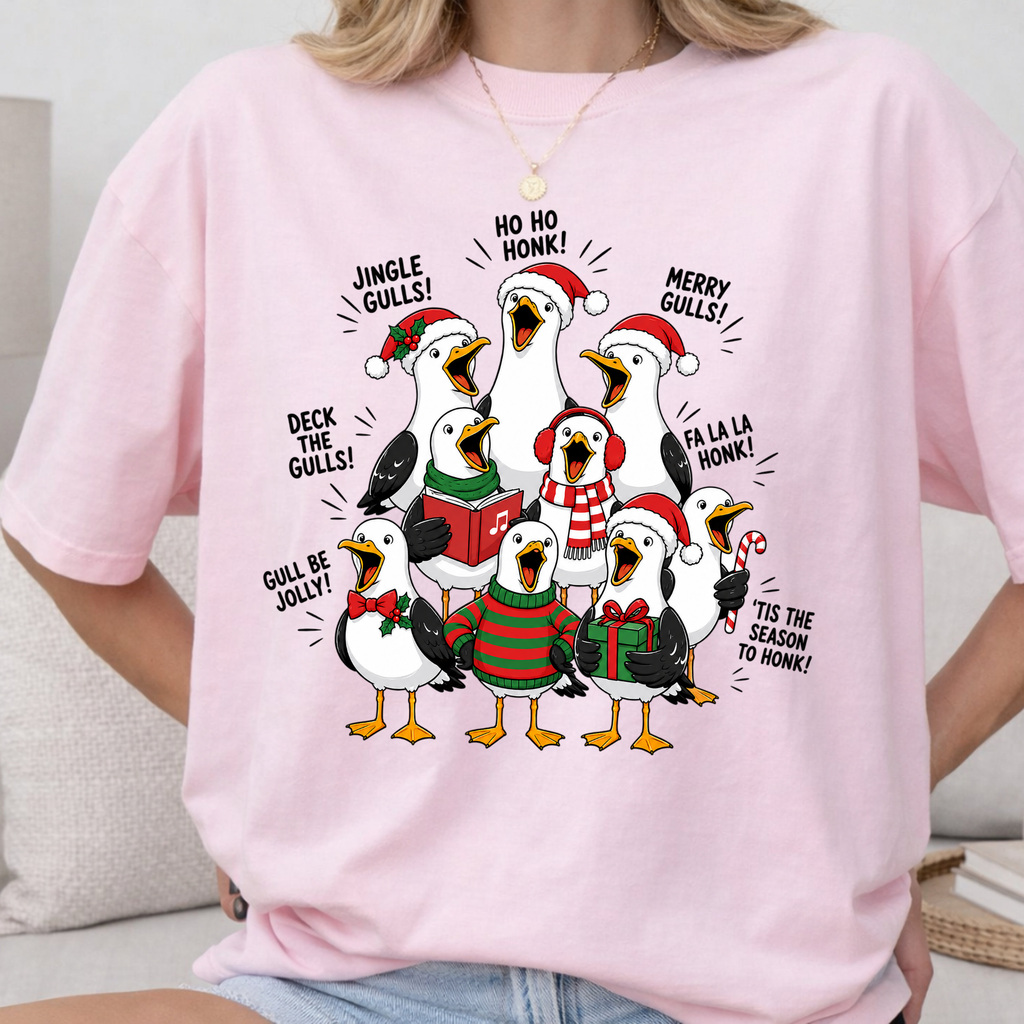 Comfort Colors Funny Christmas Goose T-Shirt, Ho Ho Honk Holiday Top