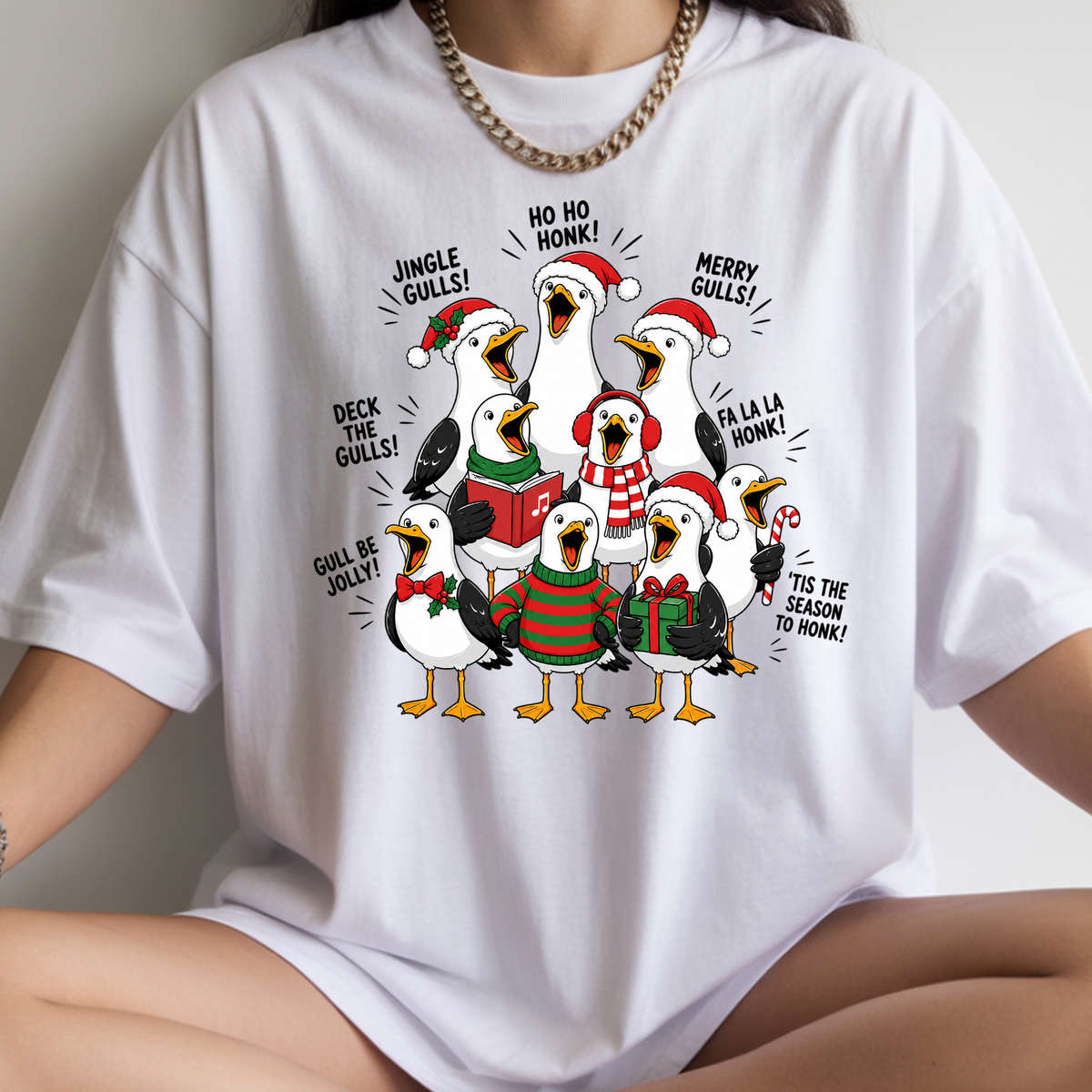 Comfort Colors Funny Christmas Goose T-Shirt, Ho Ho Honk Holiday Top