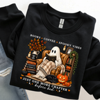 Ghost Reading Book Sweatshirt | Books Coffee Spooky Vibes Shirt | Cozy Ghost Reader Tee
