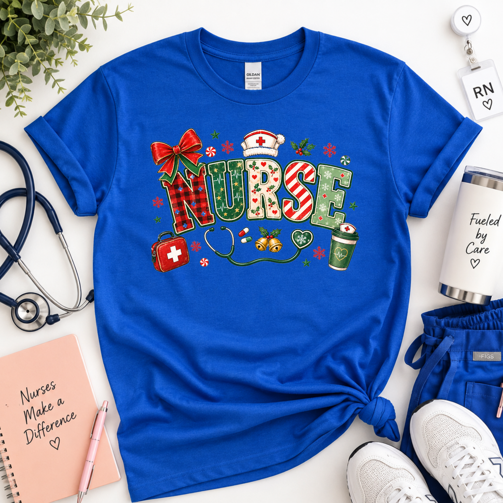 Christmas Nurse Sweatshirt, T-shirt with Medical Holiday Design