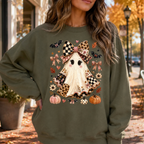 Coquette Halloween Ghost Shirt – Cute Bow & Leopard Fall Graphic Tee