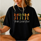 Thanksgiving Shirt-Thankful Grateful Blessed - Coquette Bow Design